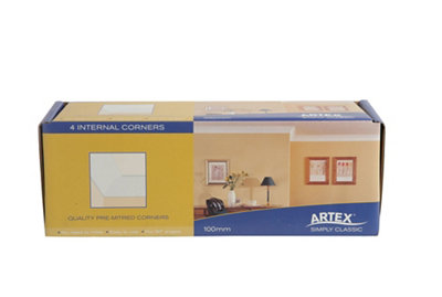 Artex Easifix Classic C-Shaped Paper Faced Plaster Internal Coving Corner (L)340Mm (W)95Mm, Pack Of 4