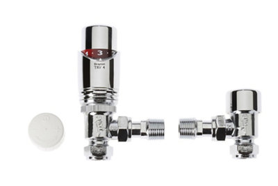 Drayton Trv4 Chrome-Plated Straight Thermostatic Radiator Valve & Lockshield