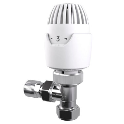 Drayton 08 09 260 White Angled Radiator Valve & Lockshield (Dia)15Mm