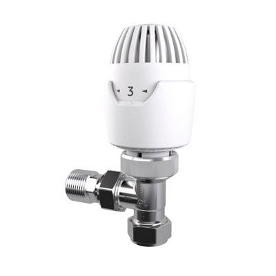 Drayton 08 09 264 White Angled Radiator Valve & Lockshield (Dia)15Mm