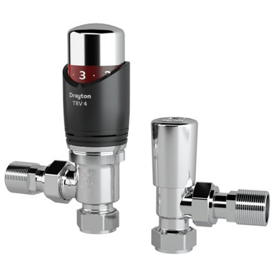 Drayton 07 05 210 Anthracite Angled Radiator Valve & Lockshield (Dia)15Mm
