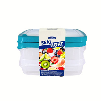 Whitefurze Seal Tight Plastic 1.3L & 2L Rectangular Food Storage Container, Pack Of 2