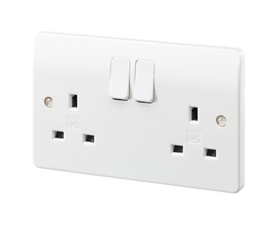 Mk White Double 13A Switched Rapid Fix Socket