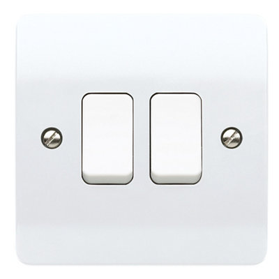 Mk K4872 Whis3 10A 2 Way 2 Gang Light Switch Gloss White