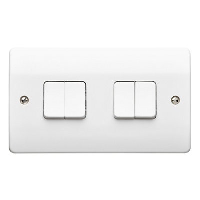 Mk K4874rpwhi 10A 2 Way 4 Gang Light Switch Gloss White