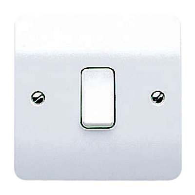 Mk 10A Single 2 Way Raised Slim Screwed Intermediate Switch Gloss White