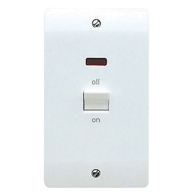 Mk 50A Rocker Raised Slim Control Switch Gloss White Neon Indicator