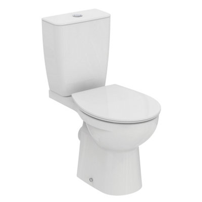 Ideal Standard Tirso White Boxed Rim Round Close-Coupled Toilet Set With Soft Close Seat