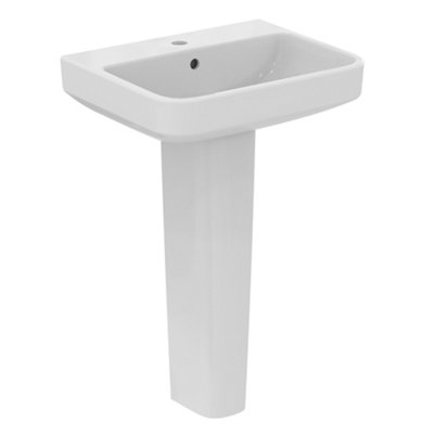 Ideal Standard I.life B Gloss White Rectangular Floor-Mounted Full Pedestal Basin (H)84.5Cm (W)55Cm