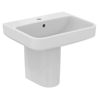 Ideal Standard I.life B Gloss White Rectangular Wall-Mounted Semi-Pedestal Basin (H)48.5Cm (W)55Cm