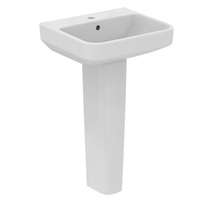 Ideal Standard I.life B Gloss White Rectangular Floor-Mounted Full Pedestal Basin (H)84.5Cm (W)50Cm