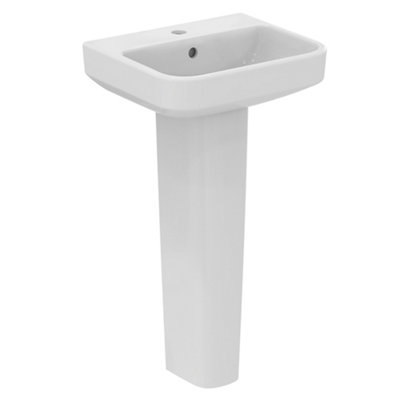 Ideal Standard I.life B Gloss White Rectangular Floor-Mounted Full Pedestal Basin (H)82.5Cm (W)45Cm