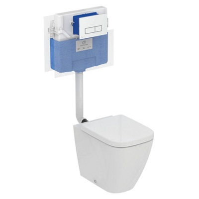 Ideal Standard I.life B White Rimless Round Back To Wall Toilet Set With Soft Close Seat & Concealed Cistern