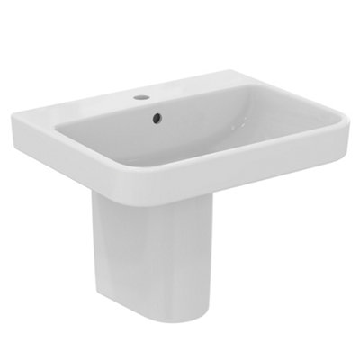 Ideal Standard I.life B Gloss White Rectangular Wall-Mounted Semi-Pedestal Basin (H)84.5Cm (W)60Cm