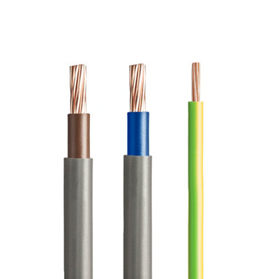 Prysmian 6181Y Grey & Yellow 3 Core Meter Tails & Earth Cable 25Mm² X 3M, Pack Of 3