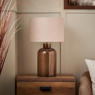 Inlight Yanya Round Gloss Amber Antique Amber Effect Table Lamp