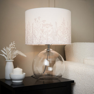 Inlight Gaiba Floral Round Gloss Clear & White Table Lamp