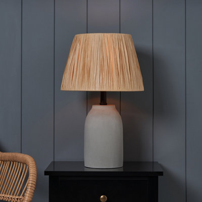 Inlight Neno Round Matt Grey & Natural Concrete Effect Table Lamp