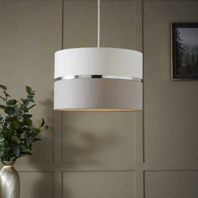 Inlight Isonoe Grey & White Drum Cylinder Light Shade (D)30Cm