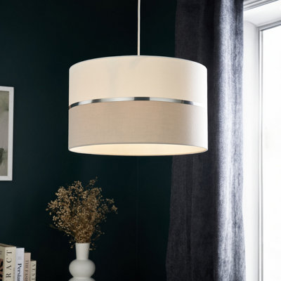 Inlight Isonoe Grey & White Drum Cylinder Light Shade (D)40Cm