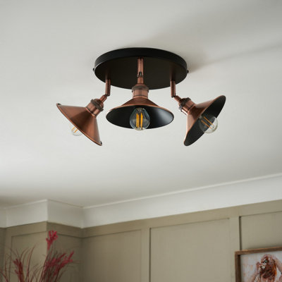 Inlight Bureau Satin Black Copper Effect 3 Light Spotlight
