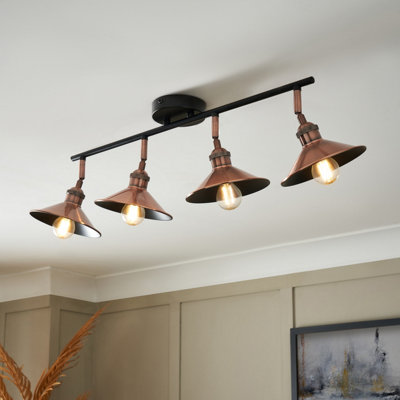 Inlight Bureau Satin Black Copper Effect 4 Light Spotlight Bar