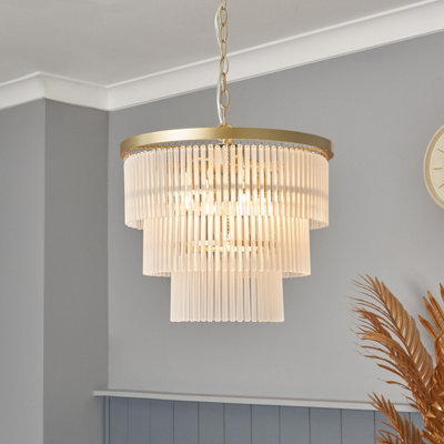 Inlight Kuip Satin Gold Brass Effect Led Pendant Ceiling Light, (Dia)400Mm