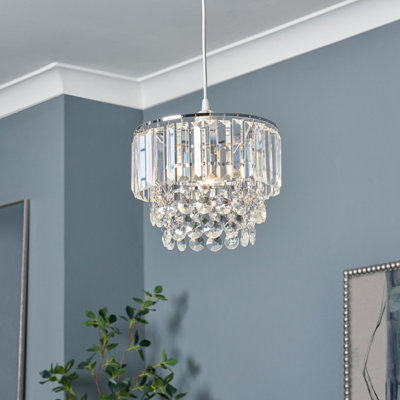 Inlight Sobra Polished Chrome Effect Tiered Round Lamp Shade (D)27Cm