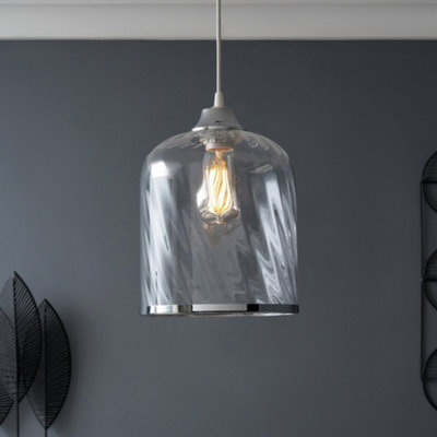 Inlight Velho Polished Clear Nickel Effect Ribbed Cylinder Lamp Shade (D)22.3Cm