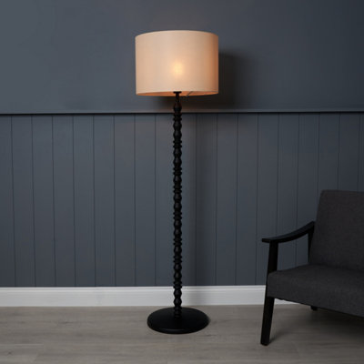 Inlight Patos Matt Black & Natural Wood Effect Led Floor Lamp