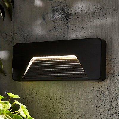 Zinc Soryx Fixed Matt Anthracite Charcoal Effect Mains-Powered Integrated Led Outdoor Brick On/Off Wall Light 280Lm (Dia)21Cm