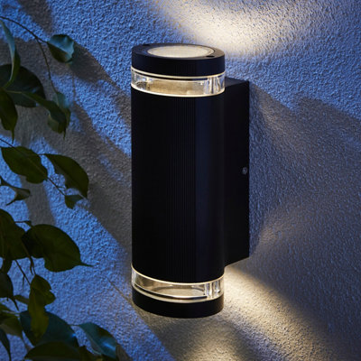 Zinc Ballini Fixed Matt Black Mains-Powered Led Outdoor Modern On/Off Wall Light (Dia)9Cm