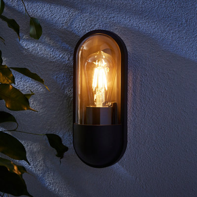 Zinc Kerry Fixed Matt Black Mains-Powered Led Outdoor Contemporary On/Off Wall Light (Dia)10Cm