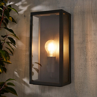 Zinc Thora Fixed Matt Anthracite Mains-Powered Led Outdoor Box On/Off Wall Light (Dia)16Cm