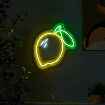 Glow Lemon Neon Yellow & Green Plug-In Led Wall Light