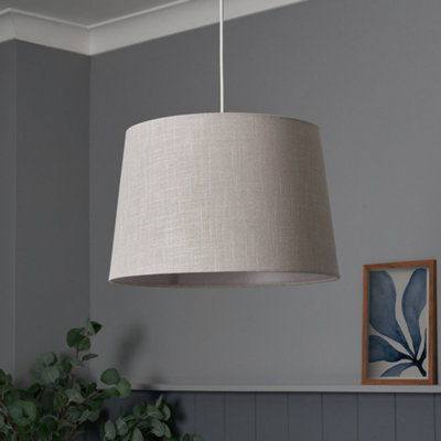 Inlight Petra Light Grey Woven Effect Slubby Cylinder Light Shade (D)40Cm