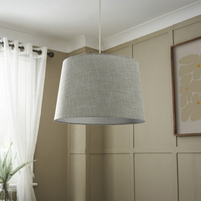 Inlight Petra Dark Grey Woven Effect Slubby Cylinder Light Shade (D)40Cm