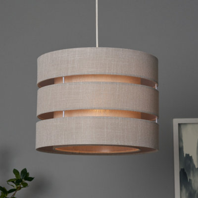 Inlight Petra Light Grey Woven Effect Slubby Trio Cylinder Light Shade (D)33Cm