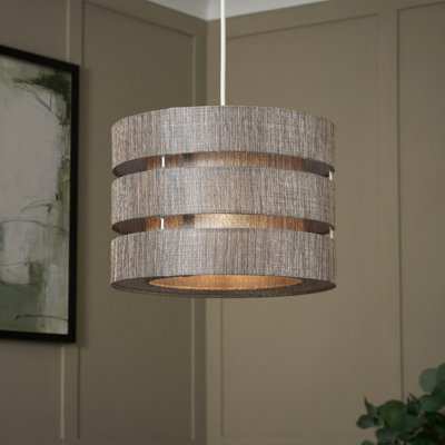 Inlight Petra Dark Grey Woven Effect Slubby Trio Cylinder Light Shade (D)33Cm