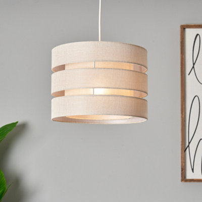 Inlight Petra Natural Woven Effect Slubby Cylinder Light Shade (D)28Cm