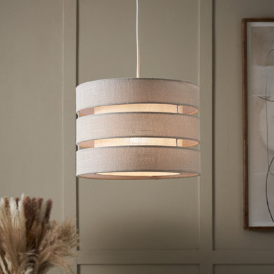 Inlight Petra Light Grey Woven Effect Slubby Cylinder Light Shade (D)28Cm