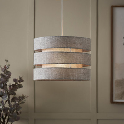 Inlight Petra Dark Grey Woven Effect Slubby Trio Cylinder Light Shade (D)28Cm