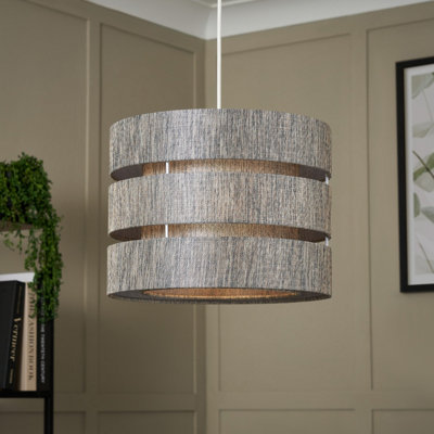 Inlight Ponte Blue Metallic Effect Contemporary Trio Cylinder Light Shade (D)33Cm