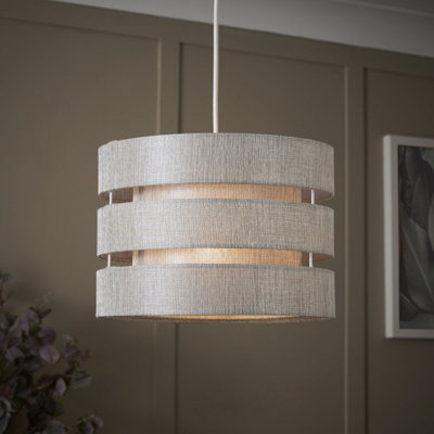 Inlight Ponte Light Grey Metallic Effect Contemporary Trio Cylinder Light Shade (D)28Cm