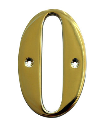 The House Nameplate Company Polished Brass House Number 0, (H)100Mm (W)65Mm