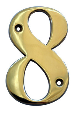 The House Nameplate Company Polished Brass House Number 8, (H)100Mm (W)65Mm