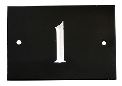 The House Nameplate Company Black & White Slate Rectangular House Number 1, (H)102Mm (W)140Mm