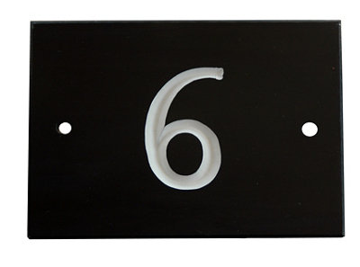 The House Nameplate Company Black & White Slate Rectangular House Number 6, (H)102Mm (W)140Mm
