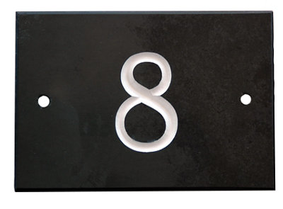 The House Nameplate Company Black & White Slate Rectangular House Number 8, (H)102Mm (W)140Mm
