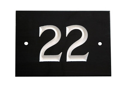 The House Nameplate Company Black & White Slate Rectangular House Number 22, (H)102Mm (W)140Mm